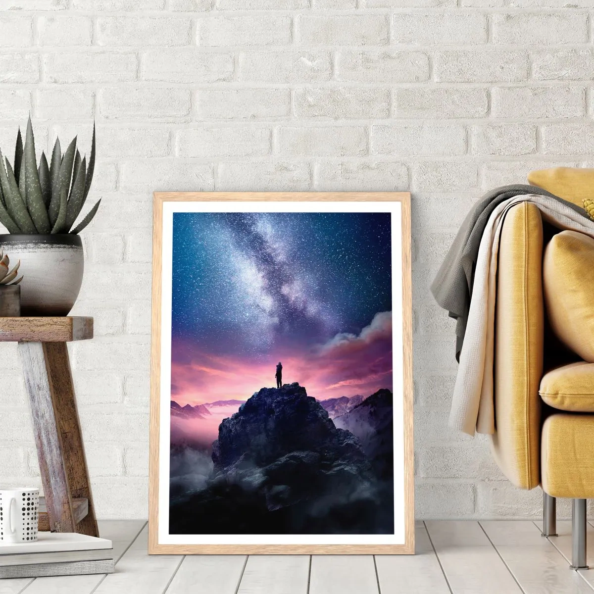 Poster în ramă de stejar deschis - Și a simțit viața - 70x100 cm