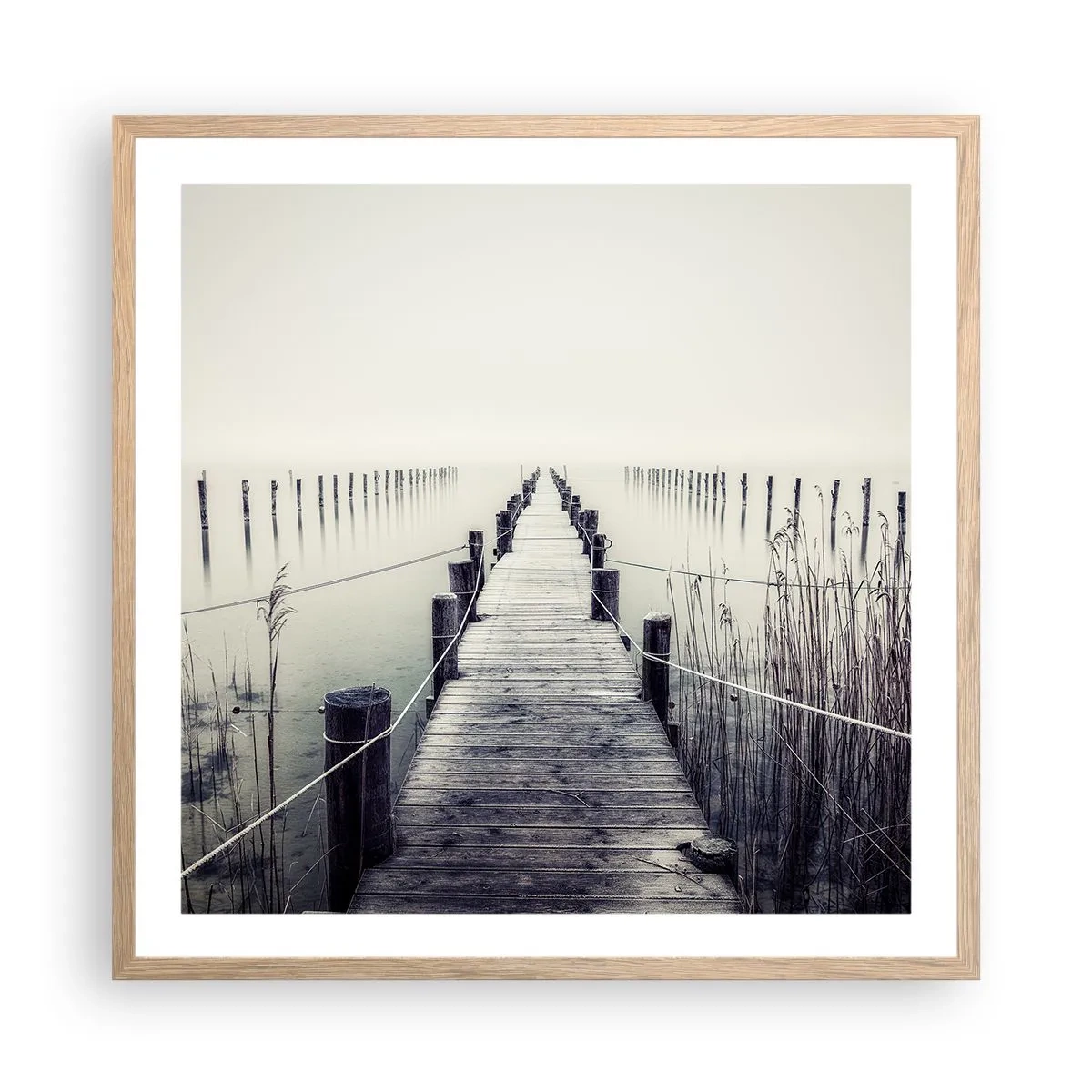 Poster în ramă de stejar deschis - Scufundă-te în pace - 60x60 cm