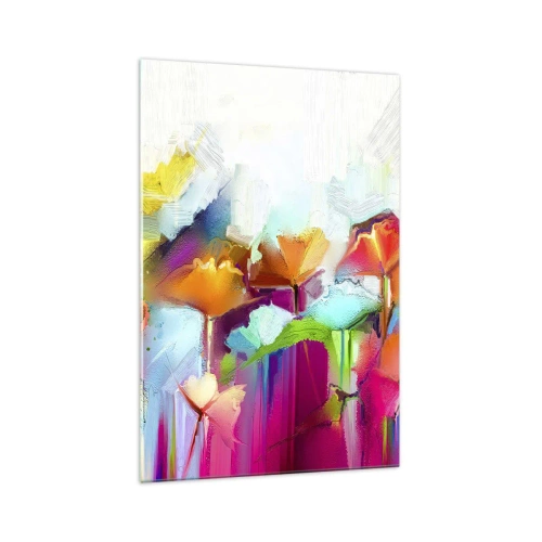 Tablou pe sticlă - Curcubeul înflorit - 70x100 cm