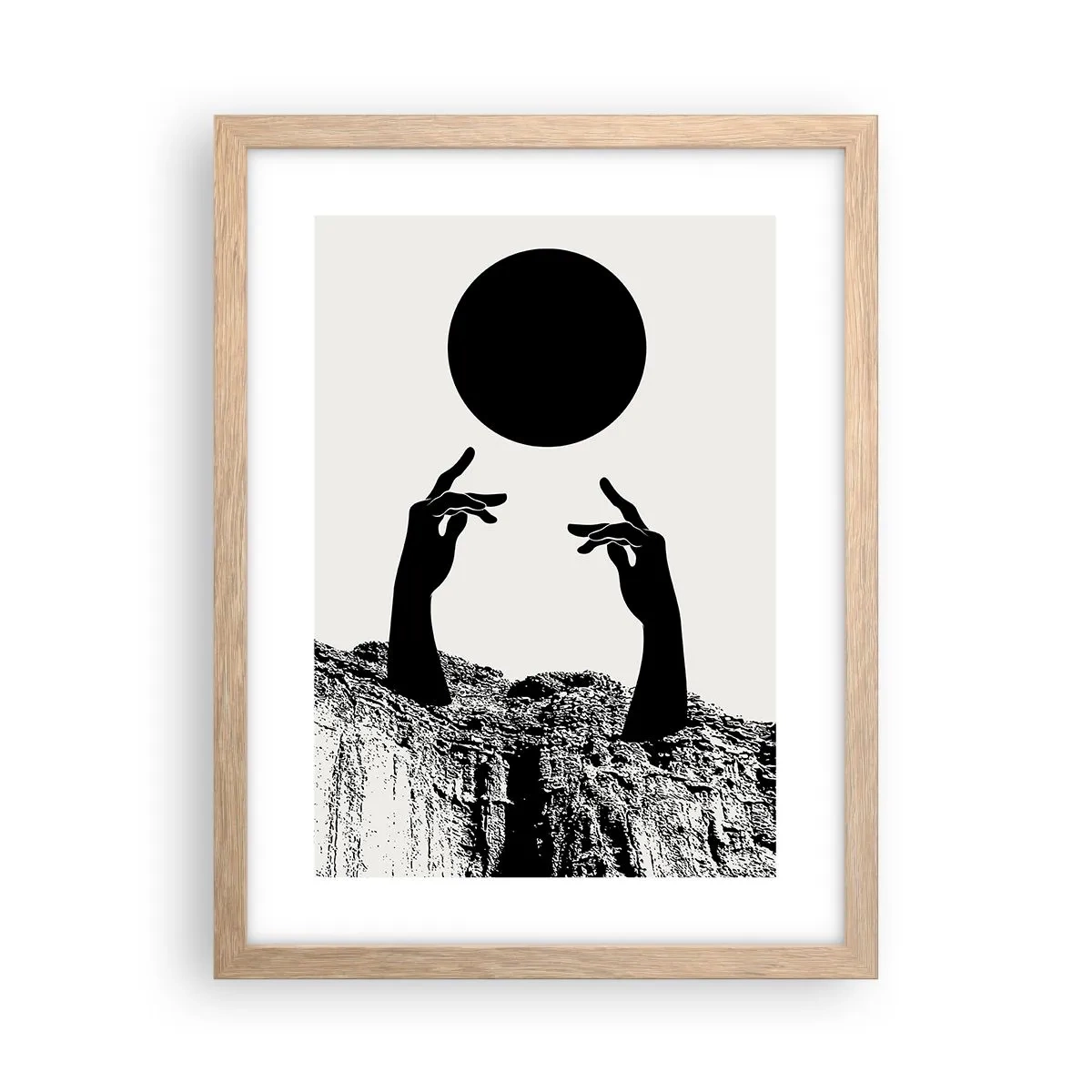 Poster în ramă de stejar deschis - Compoziție suprarealistă: soarele și tot restul - 30x40 cm