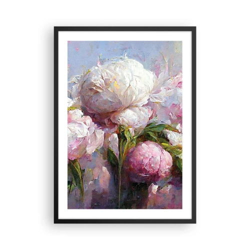 Poster în ramă neagră - Bujori într-o compoziție romantică, picturală - 50x70cm - Un buchet plin de viață - Decorațiune modernă pentru perete pentru living și dormitor ARTTOR