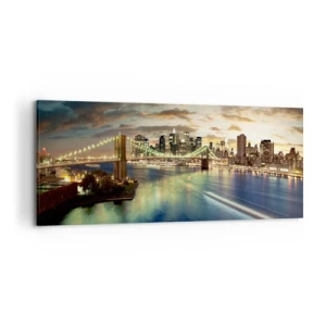 Tablou pe pânză - O seară luminată deasupra Manhattan-ului - 120x50 cm