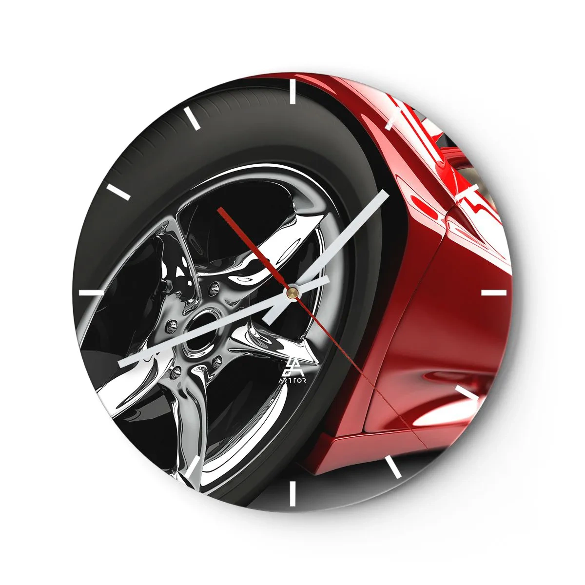 Ceas de perete - Ceas pe sticlă - Construit pentru viteză - 40x40 cm