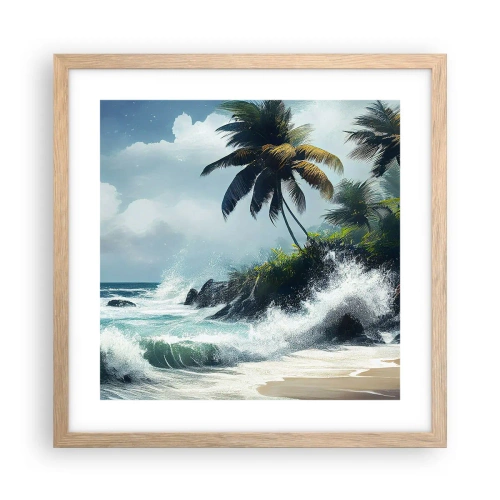 Poster în ramă de stejar deschis - Pe un țărm tropical - 40x40 cm