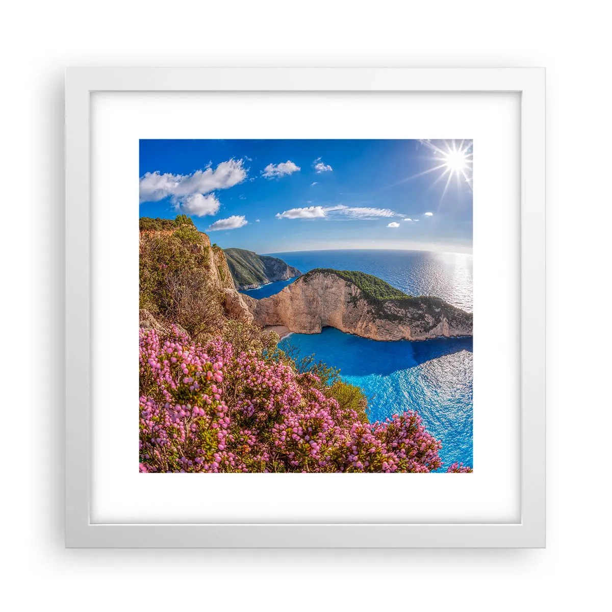 Poster în ramă albă - Marea mea vacanță grecească - 30x30 cm