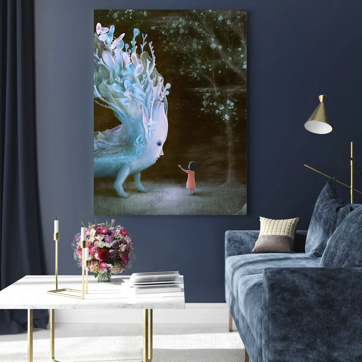 Tablou pe sticlă - Întâlnire fantastică - 80x120 cm