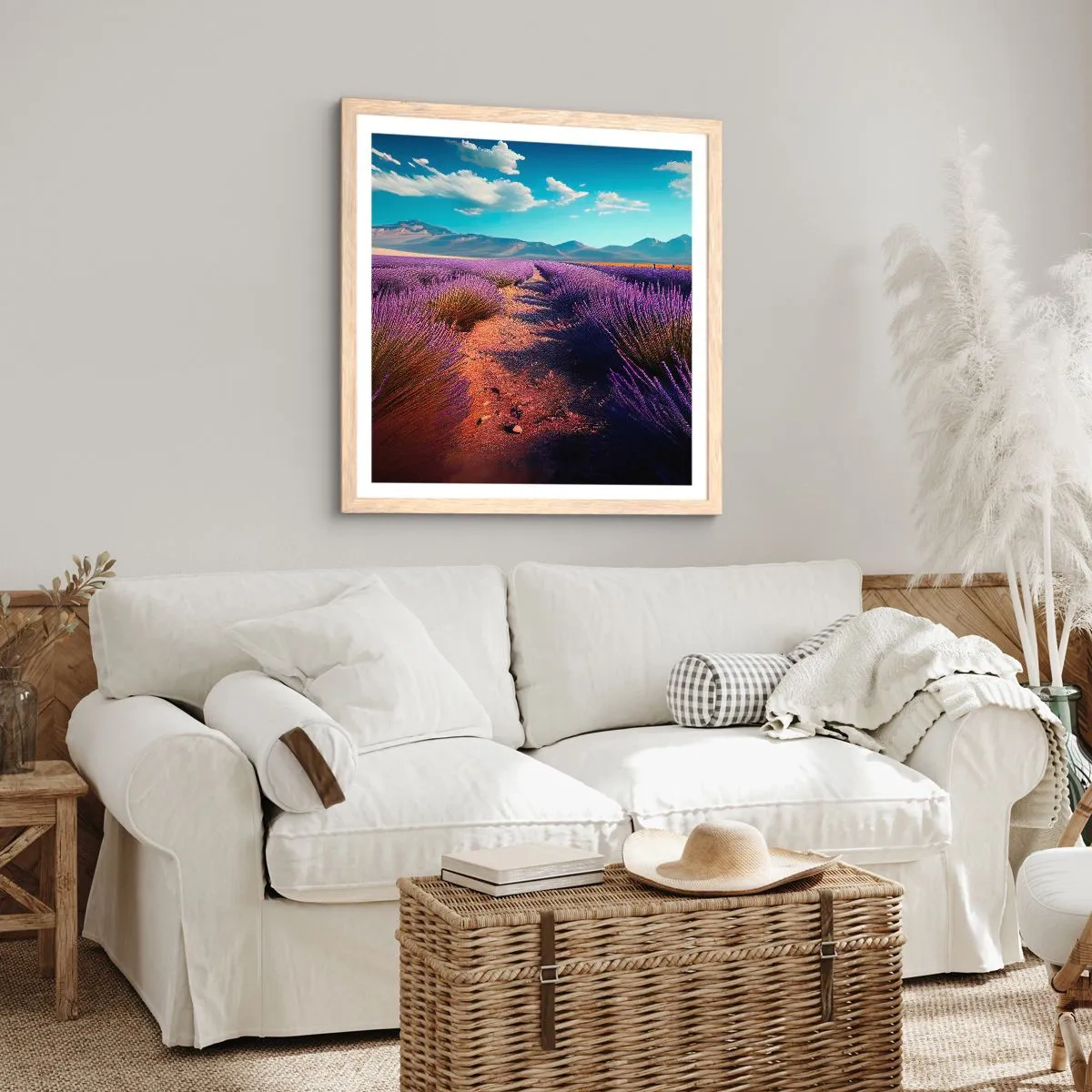 Poster în ramă de stejar deschis - Câmpuri parfumate - 30x30 cm