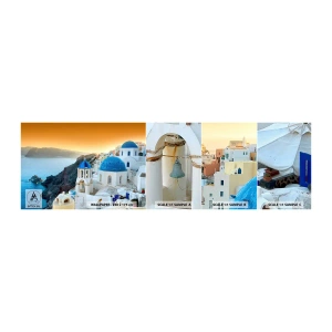 Mostră tapet autocolant Deluxe Sticker - Santorini - îmbrățișat de stânci - Peisaj, Grecia, Santorini - 100x30 cm