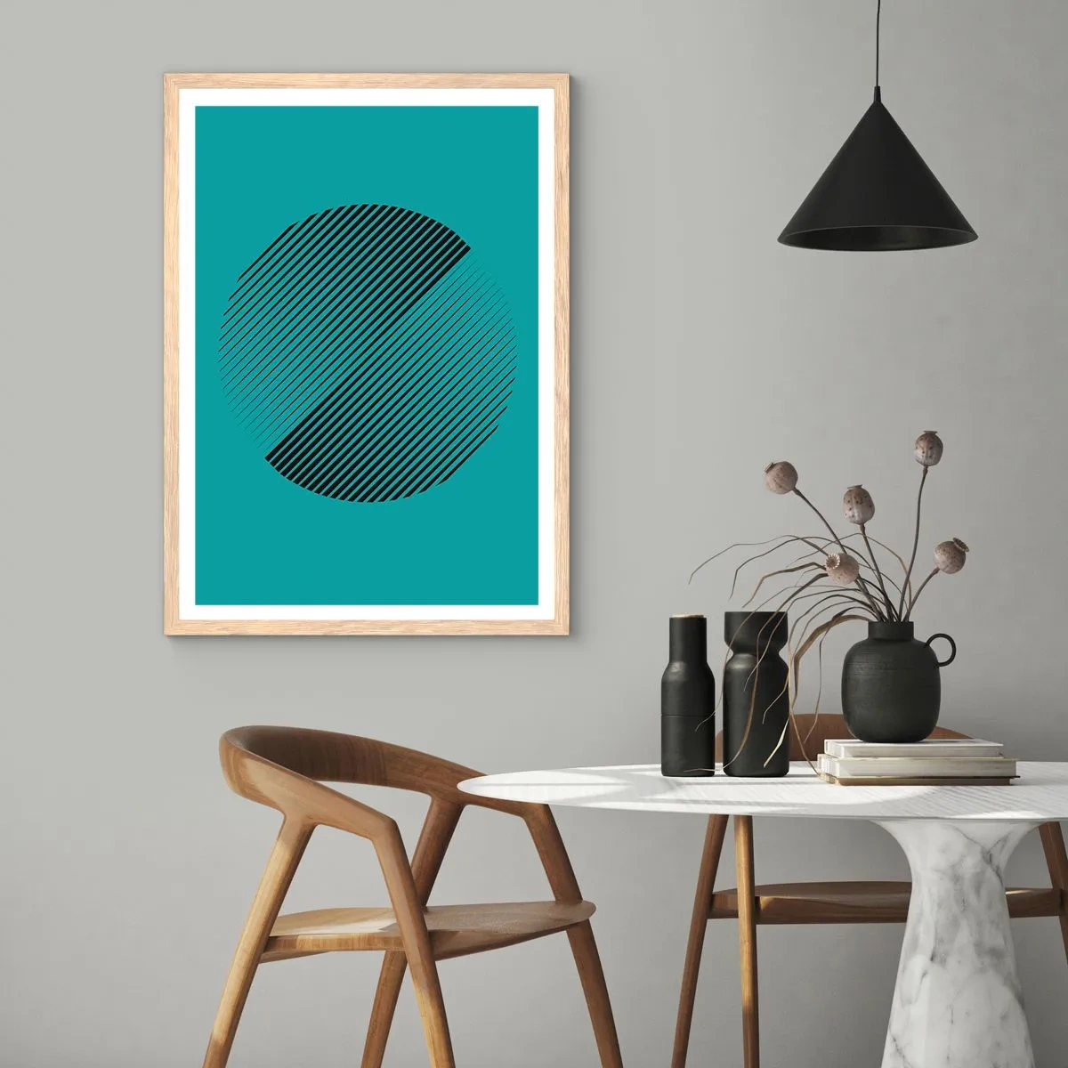 Poster în ramă de stejar deschis - Cercul - o variație geometrică - 61x91 cm