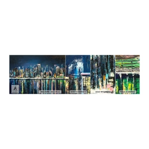 Mostră tapet autocolant Deluxe Sticker - Cascadă de lumini - Oraș, Arhitectură, Râu - 100x30 cm