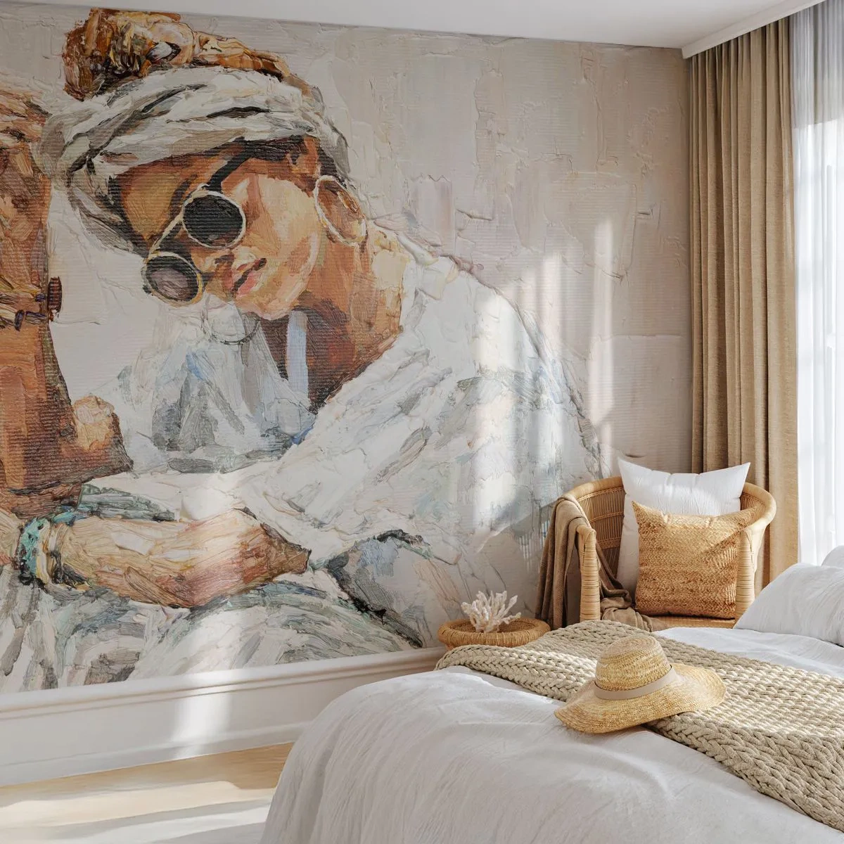 Tapet Standard Eco - Portret în plin soare - Portret, Boho, Ulei - 150x105 cm