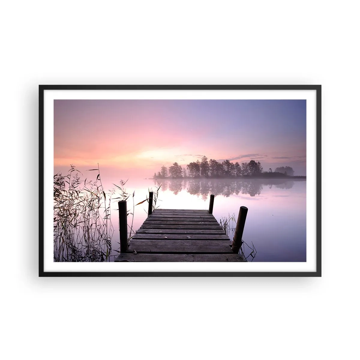 Poster în ramă neagră - Din ceața de liliac... - 91x61 cm