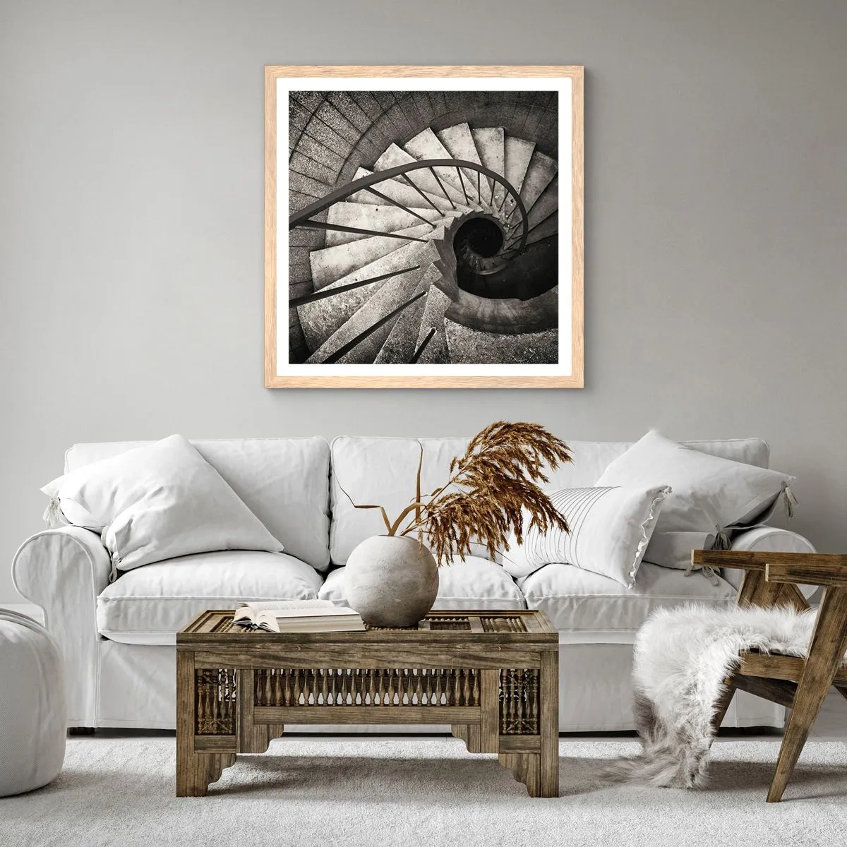 Poster în ramă de stejar deschis - În sus și în jos - 30x30 cm