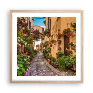 Poster în ramă de stejar deschis - Străduță italiană - 50x50 cm