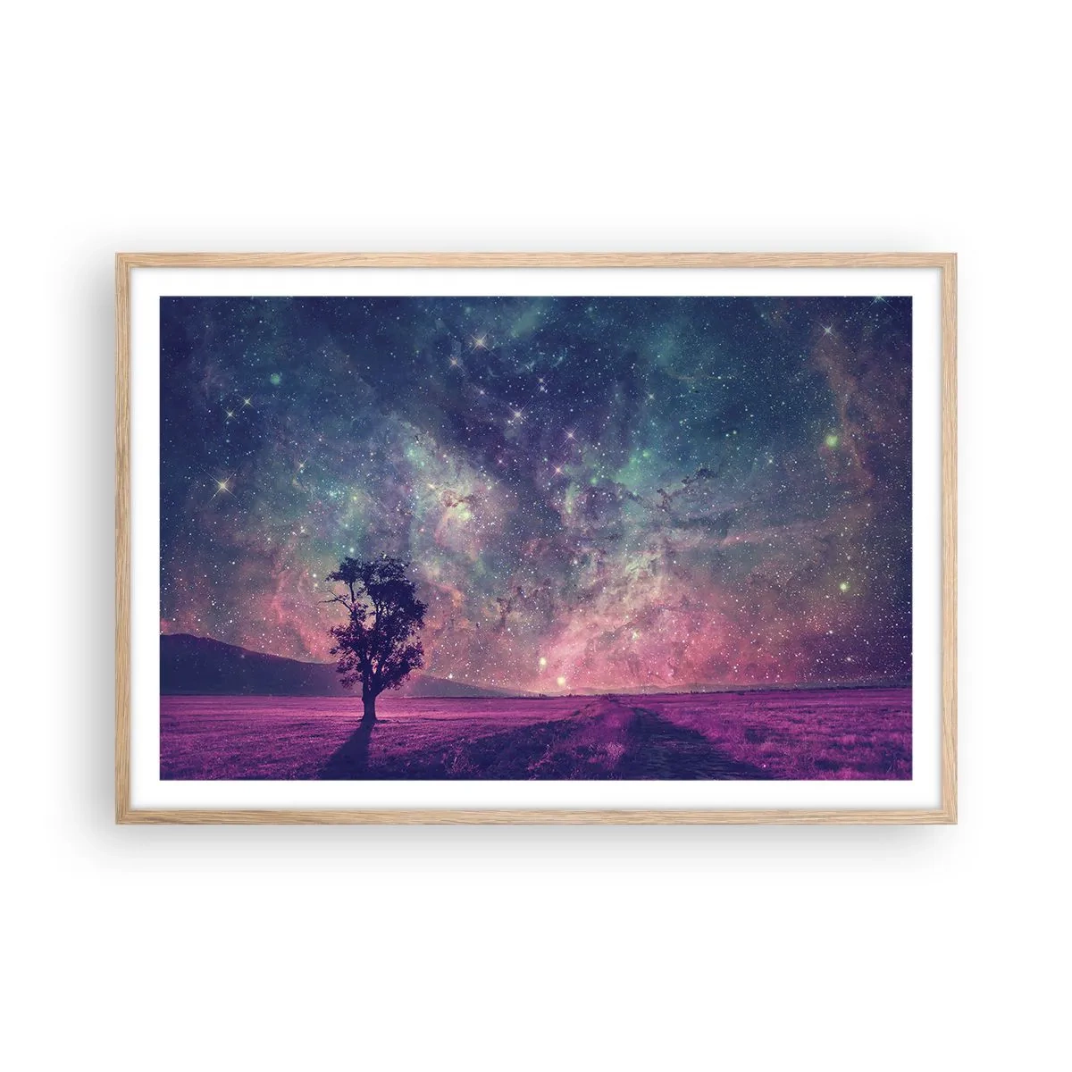 Poster în ramă de stejar deschis - Sub un cer magic - 91x61 cm