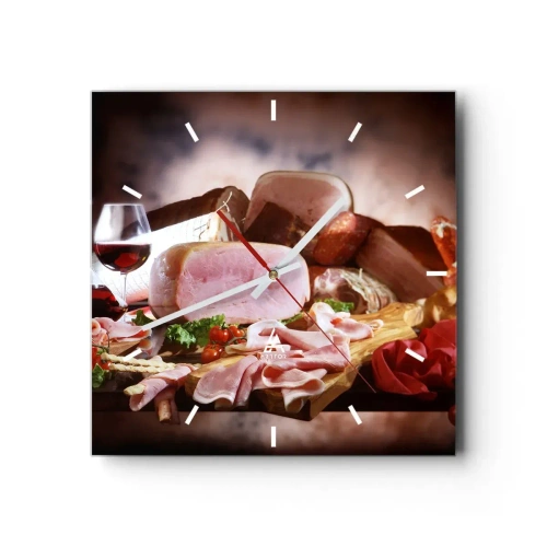 Ceas de perete - Ceas pe sticlă - Un vis culinar cu o carafă - 40x40 cm