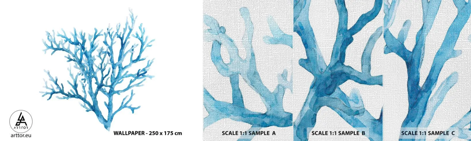 Mostră tapet Premium Canvas - Filigranul marin - Coral, Litoral, Minimalist - 100x30 cm