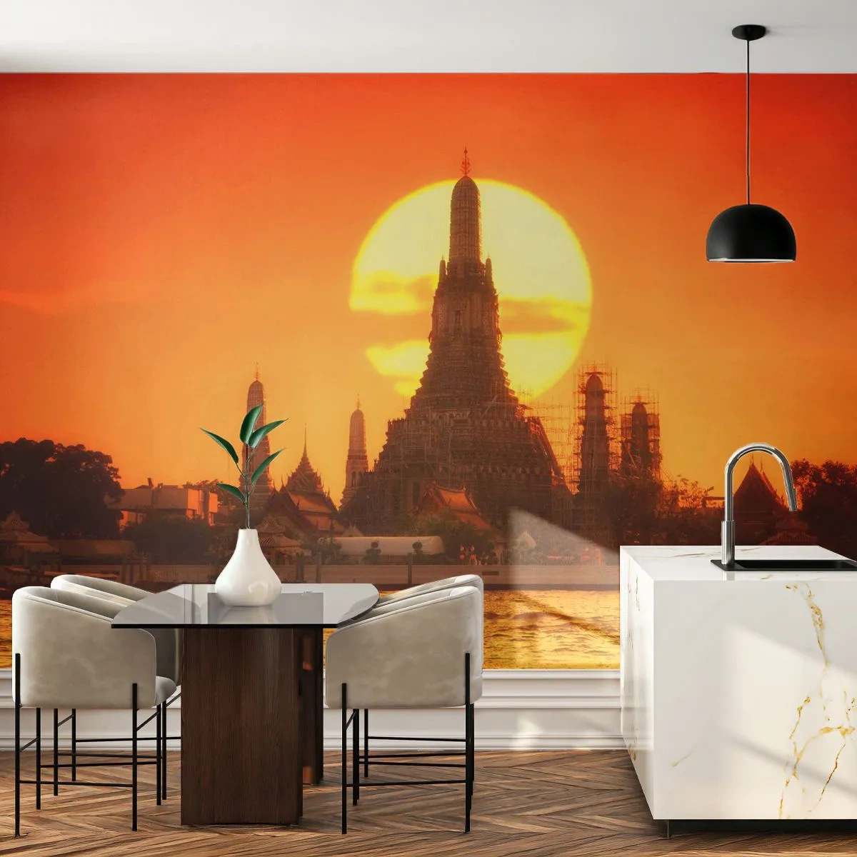 Tapet Autoadeziv Deluxe Sticker - Spre soare, mereu spre soare - Bangkok, Templul zorilor, Tailanda - 250x175 cm