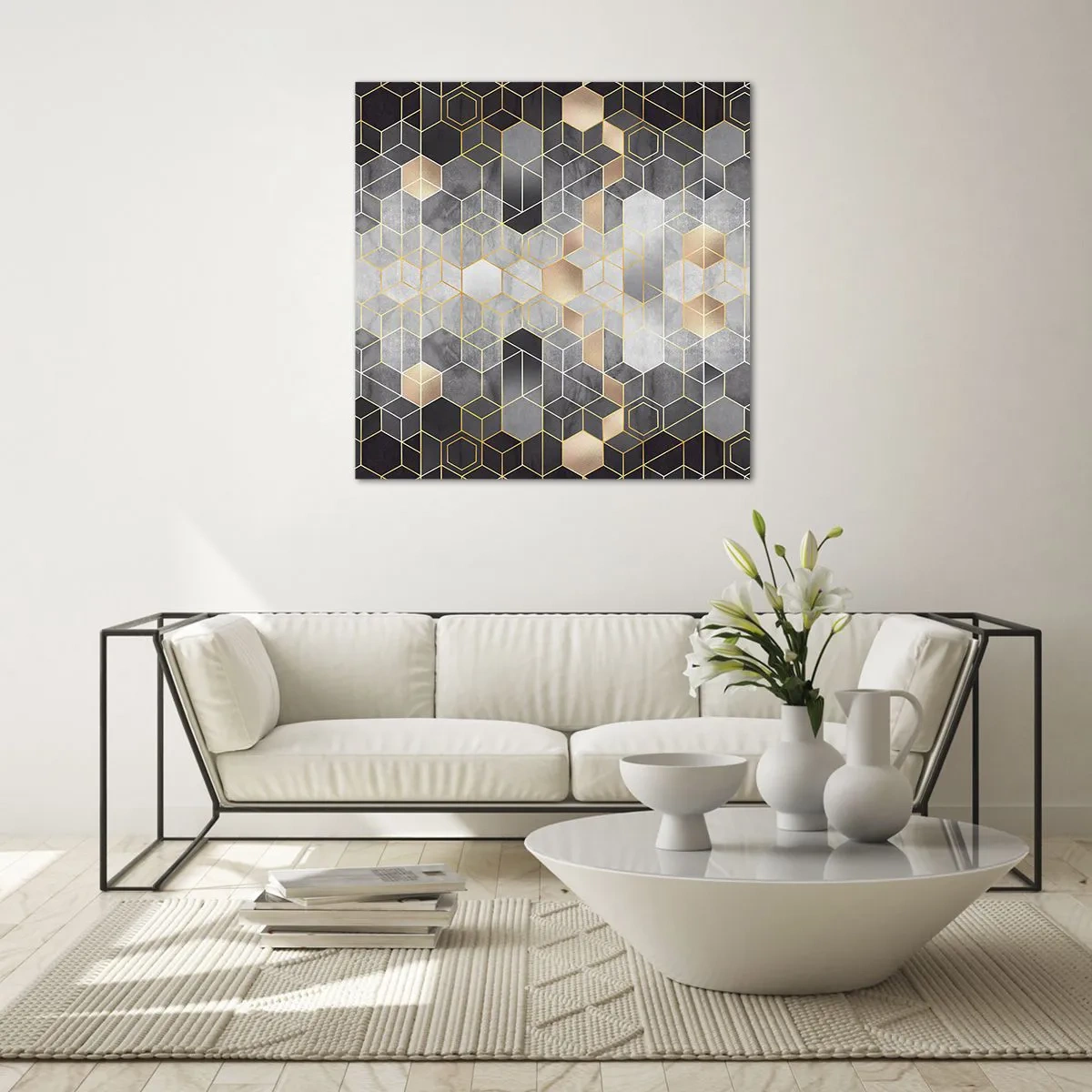 Tablou pe sticlă - Compoziție diamantată - 60x60 cm