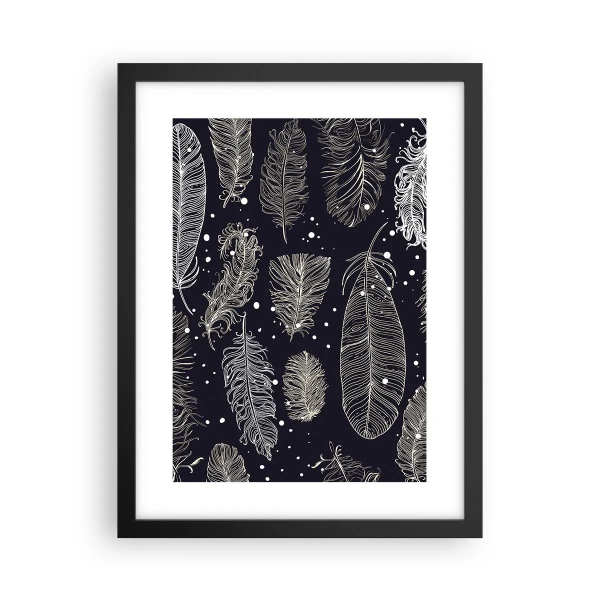 Poster în ramă neagră - Dantelă cu pene - 30x40 cm