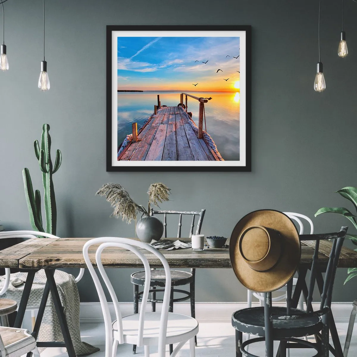 Poster în ramă neagră - Mergând înainte spre soare - 60x60 cm