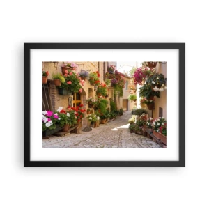 Poster în ramă neagră - Într-un potop de flori - 40x30 cm