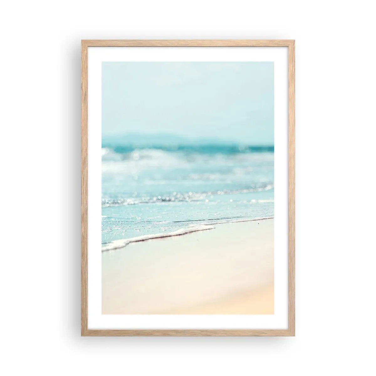 Poster în ramă de stejar deschis - Căldură și zgomotul valurilor - 50x70 cm