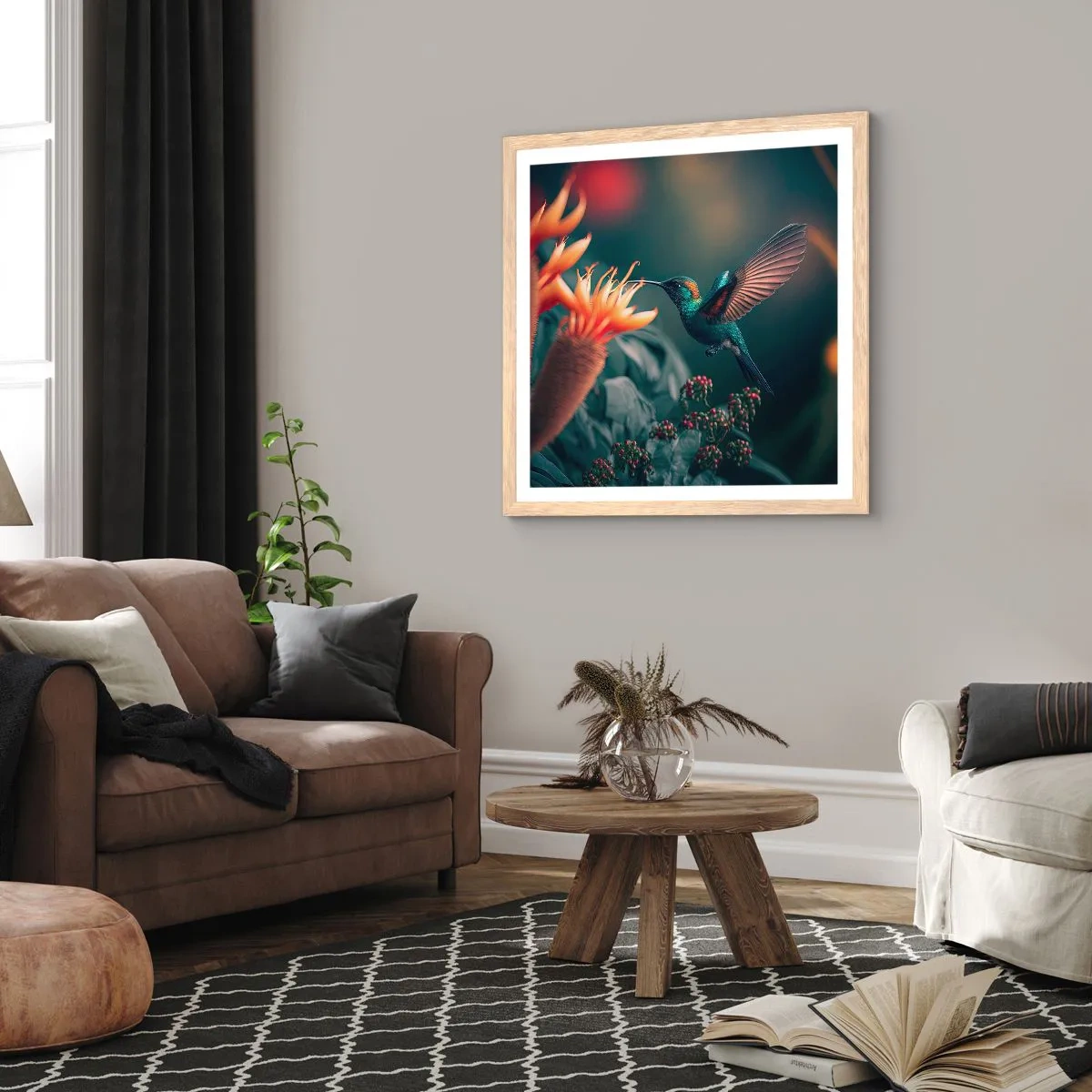 Poster în ramă de stejar deschis - Viață cu adevărat colorată - 30x30 cm