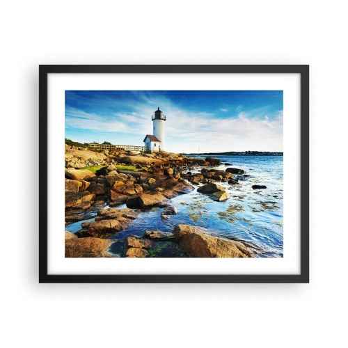 Poster în ramă neagră - Întoarce-te acasă fericit, te aștept cu nerăbdare - 50x40 cm