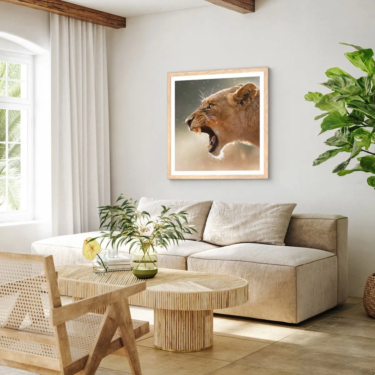 Poster în ramă de stejar deschis - Încearcă să nu asculți - 50x50 cm