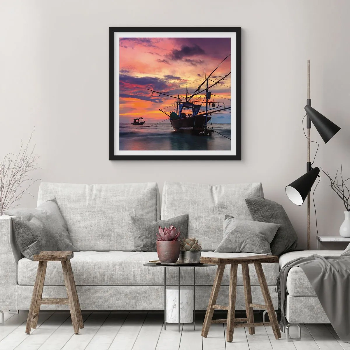 Poster în ramă neagră - O seară exotică - 50x50 cm