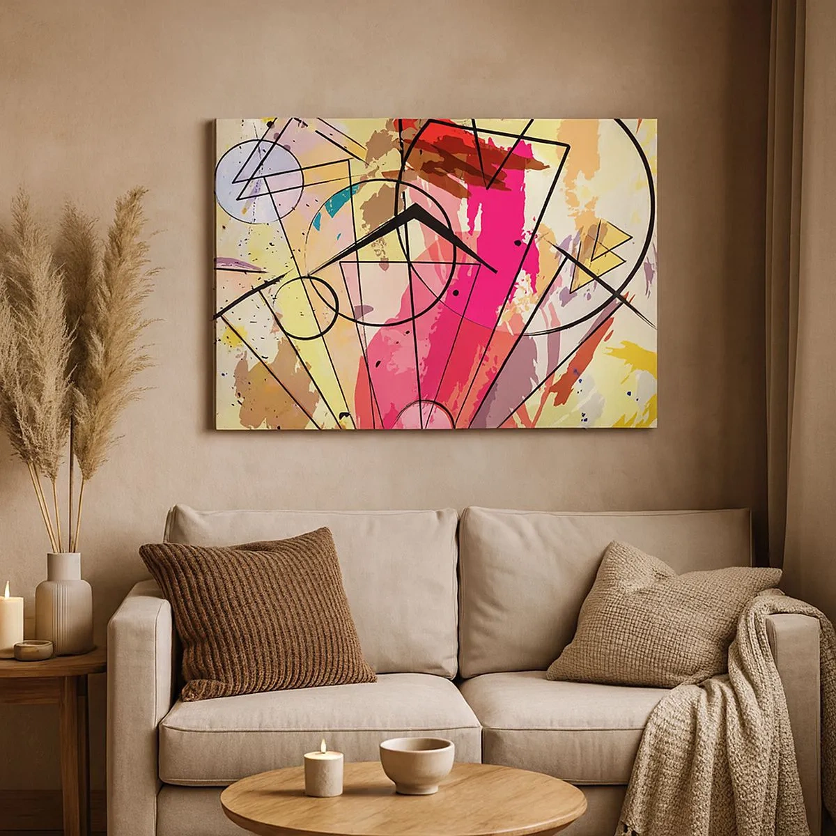 Tablou pe pânză Canvas - Abstracție cu linii și forme geometrice - 70x50cm - Explozie - Decorațiune modernă pentru perete pentru living și dormitor ARTTOR