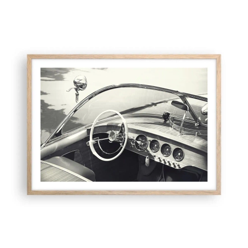 Poster în ramă de stejar deschis - E timpul pentru cei bogați - 70x50 cm