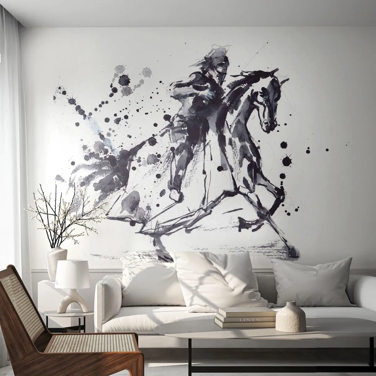 Tapet Premium Sand - Cavalerul negru - Abstracția, Cavaler Călare, Armura de cavaler - 300x210 cm