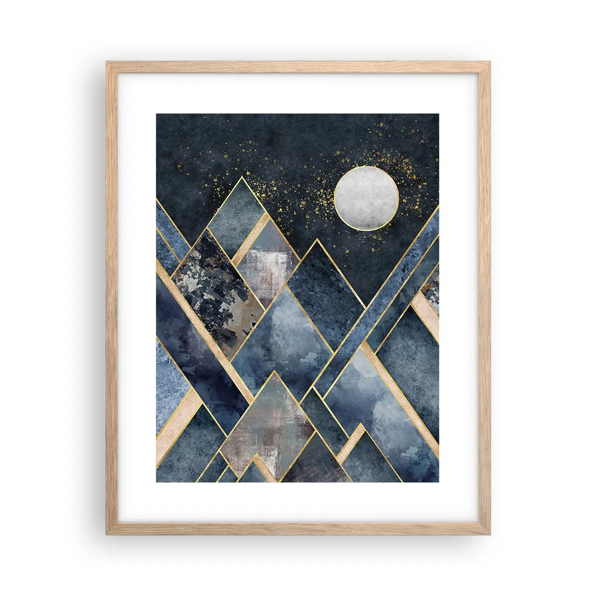 Poster în ramă de stejar deschis - Peisaj geometric - 40x50 cm