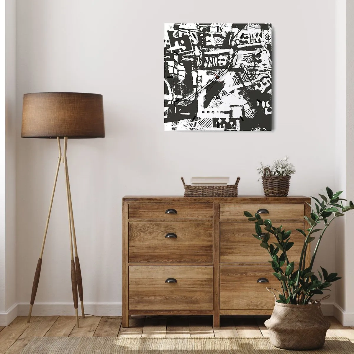 Ceas de perete - Ceas pe sticlă - Ordine sau haos? - 30x30 cm