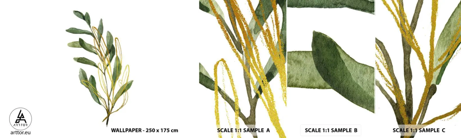 Mostră de Tapet Standard Eco - Toate cele bune - Frunze, măsline, Plantă - 100x30 cm