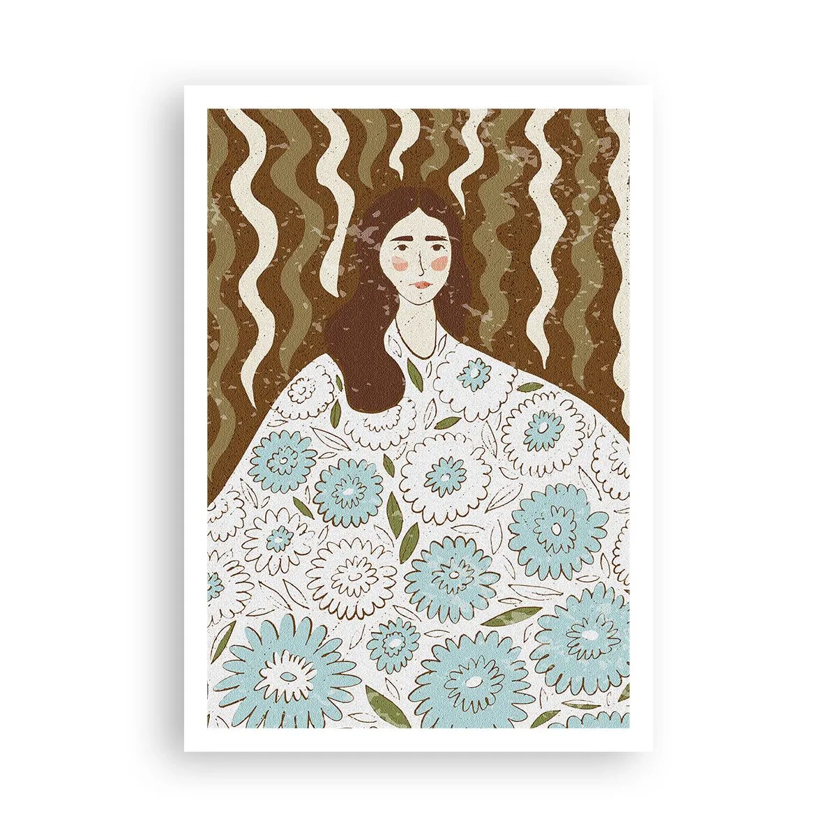 Poster - Portret în rochie înflorată - 70x100 cm