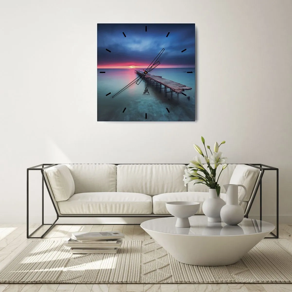 Ceas de perete - Ceas pe sticlă - Între cer și pământ - 30x30 cm