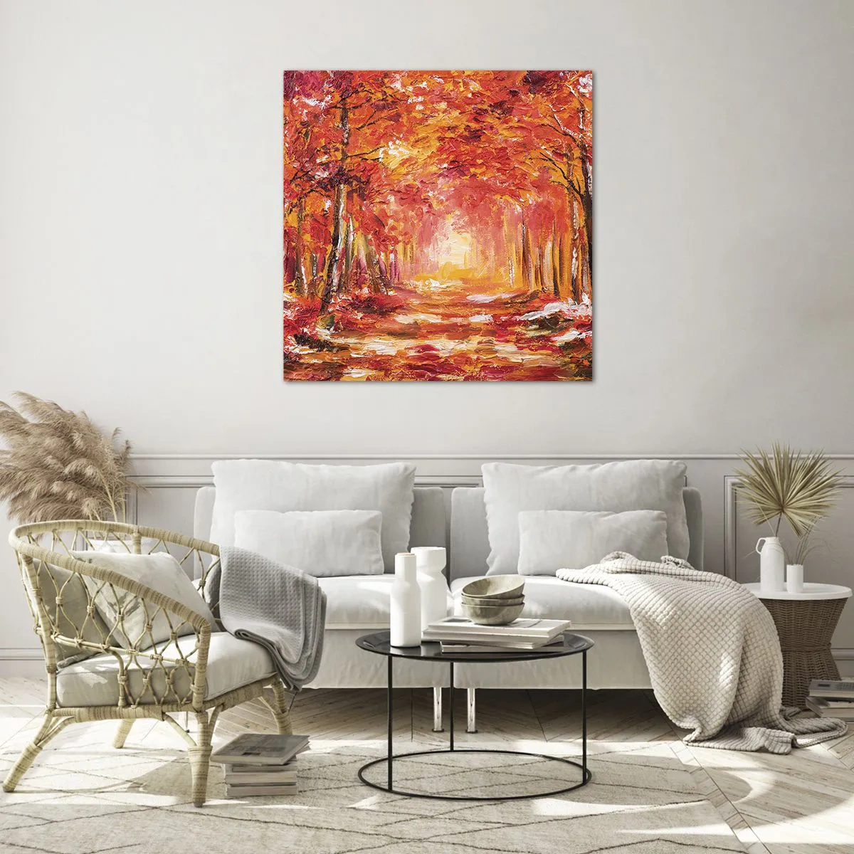 Tablou pe sticlă - Pădurea de cupru - 60x60 cm