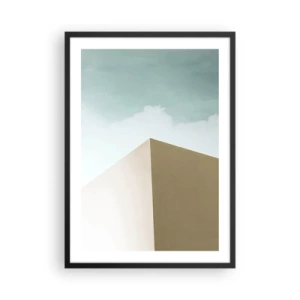 Poster în ramă neagră - O clădire minimalistă cu un cer delicat - 50x70cm - Geometria unei veri însorite - Decorațiune modernă pentru perete pentru living și dormitor ARTTOR
