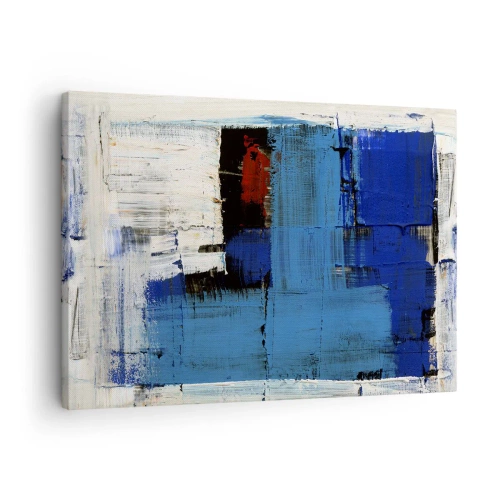 Tablou pe pânză Canvas - Compoziție abstractă în nuanțe de albastru și alb - 70x50cm - Secretul albastru - Decorațiune modernă pentru perete pentru living și dormitor ARTTOR