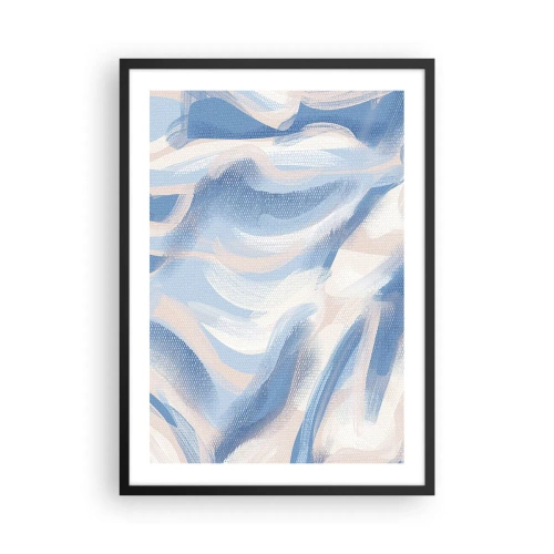 Poster în ramă neagră - Val abstract în nuanțe de albastru și bej - 50x70cm - Undele albastre - Decorațiune modernă pentru perete pentru living și dormitor ARTTOR