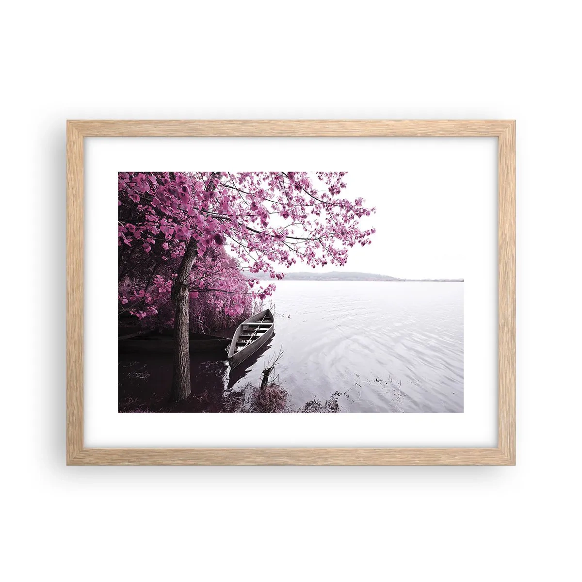 Poster în ramă de stejar deschis - În tăcerea roz - 40x30 cm