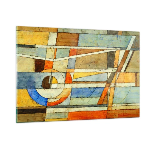 Tablou pe sticlă - Cubismul în construcție - 120x80 cm