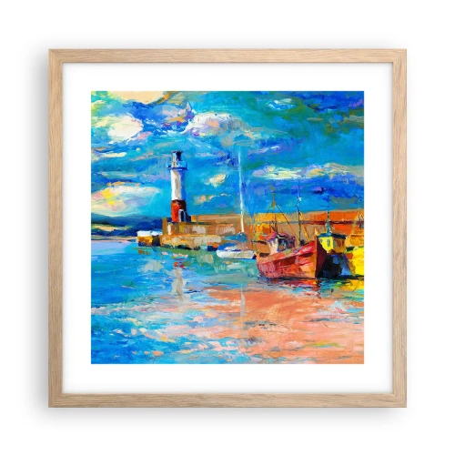 Poster în ramă de stejar deschis - După-amiază în golful de curcubeu - 40x40 cm