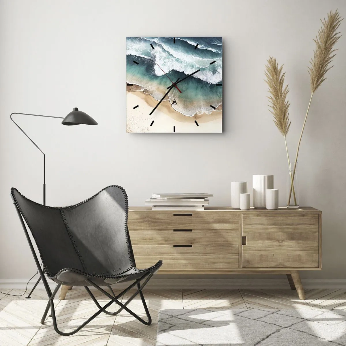 Ceas de perete - Ceas pe sticlă - Întâlnire eternă - 30x30 cm