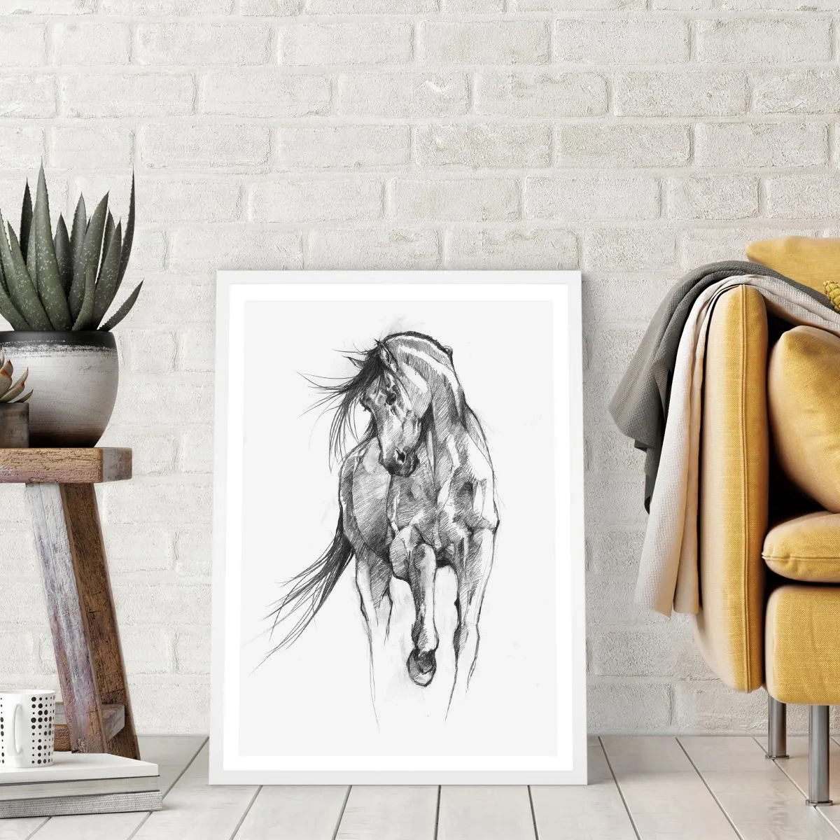 Poster în ramă albă - Într-un trap grațios - 50x70 cm