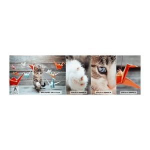 Mostră tapet autocolant Deluxe Sticker - Prima lecție - Animale, Pisică, Origami - 100x30 cm