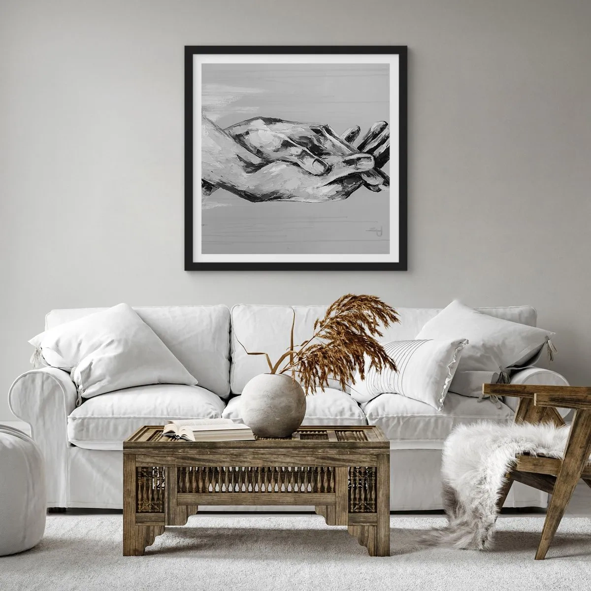 Poster în ramă neagră - Începutul... - 30x30 cm